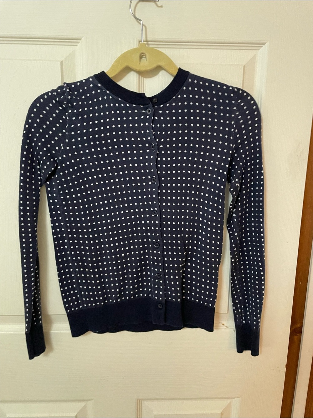 J Crew Caryn Cardigan Navy Polka Dot Button-Up Cardigan
